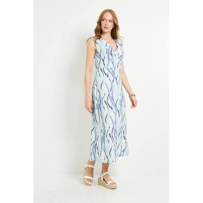 Stripe Jersey Wrap Maxi Dress, blue