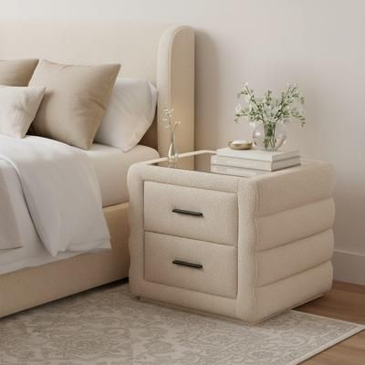 Erika Home ZUO Soffice 19" 2 Drawer Nightstand, Beige
