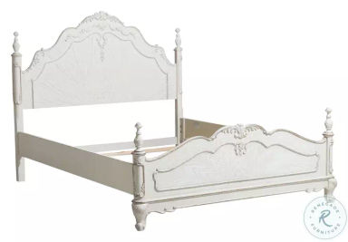 Cinderella Antique White Queen Poster Bed