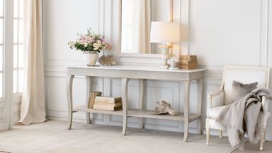 Countryside Console in Antique Fog with Marble Top