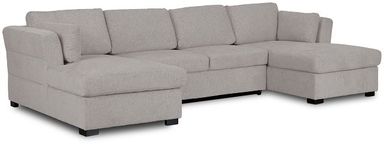 Amber Light Gray Fabric Double Chaise Sleeper Storage Sectional