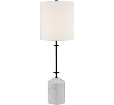 Lilly 34" Marble Table Lamp with Fabric Shade, Gray