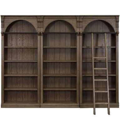 Martin Furniture 8' Tall Bookcase Wall with Ladder, Storage Organizer