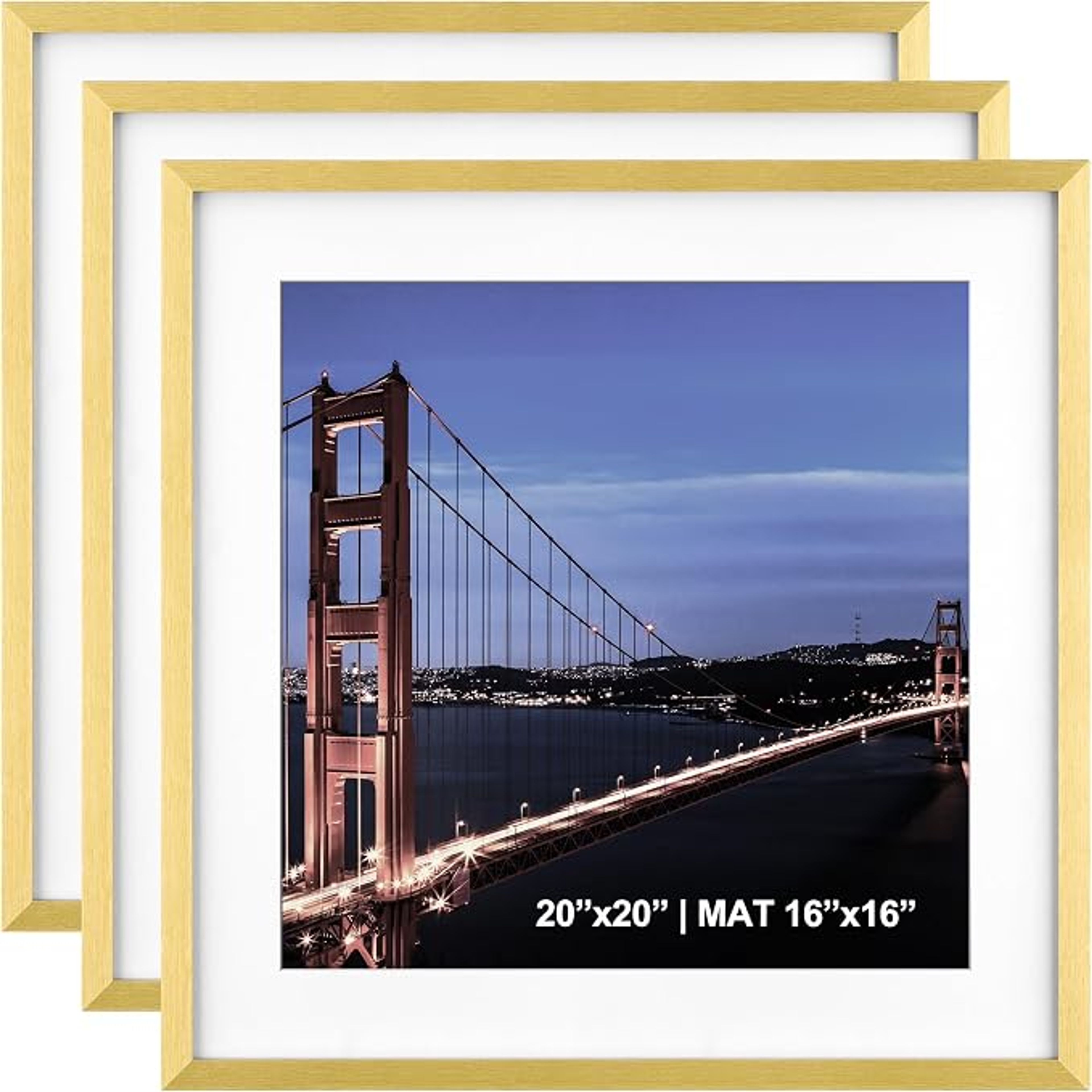 Yaetm 20x20 Gold Picture Frame Set of 3 for Gallery Wall