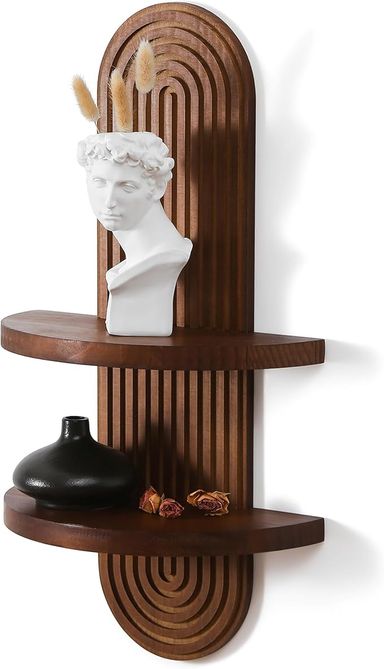 Amazon.com: GRID FORTE Modern Wall Shelf with Arched Wood Design Mid-Century Double Floating Rainbow Shelves for Indoor Decoration Holding Planter Ornaments, 22 x 11.6 Inch (Walnut) : Home & Kitchen