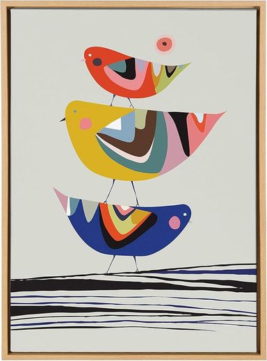Amazon.com: Kate and Laurel Sylvie The Family Tree Bird Block Print in Framed Canvas Wall Art by Rachel Lee, 23x33 Natural : Home & Kitchen