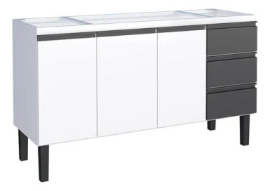 Gabinete De Aço Para Pia 150cm Netuno Cozimax Branco Preto