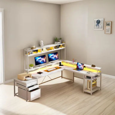 Escritorio Gamer De Oficina Minimalista Forma De L Moderno
