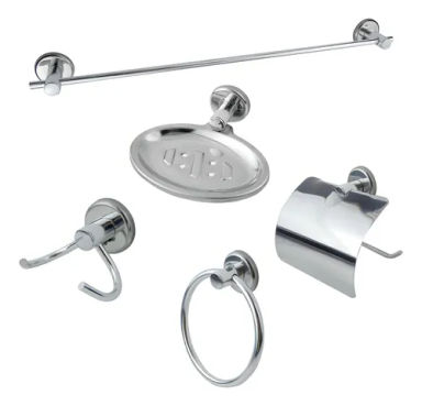 Kit de Metal 5 Peças Stander Malu Metais Acessórios para Banheiro em Aço Inox Cromado Cor Prateado