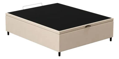 Base Para Cama Box Baú Casal 138x188cm Hit Z04 Suede Bege - 