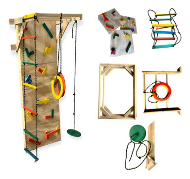Juego Pared Escalador Niños Juguete Armable 4 En 1 Resiste Color Madera