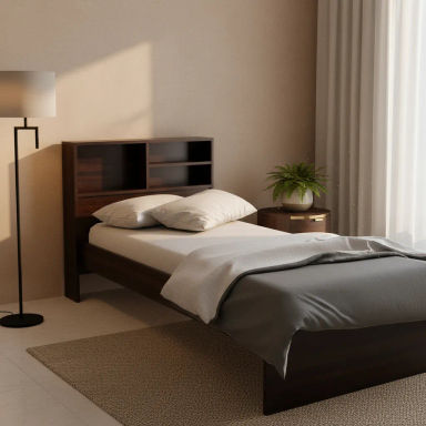 Cama De Una Plaza Con Respaldo Repisa Melamina 0,93 M Ancho | Mismo precio en cuotas