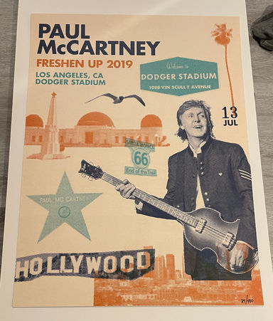 Paul McCartney 2019 Freshen Up Tour Poster Dodger Stadium The Beatles 89/400