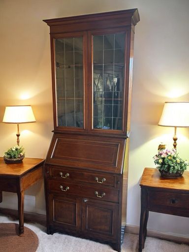 Antique Georgian Secretaire Bureau Bookcase Mahogany Exquisite Inlay