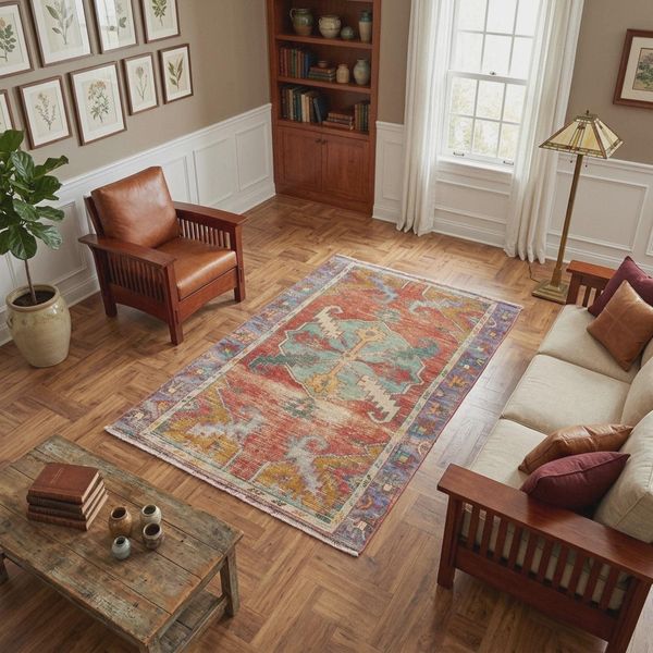 Oriental rug, Traditional rug, Eco-friendly rug, Handmade rug, Rustic rug, Bohemian rug, Livingroom rug, Colorful rug, 2.5x4.5 ft, RK 13723