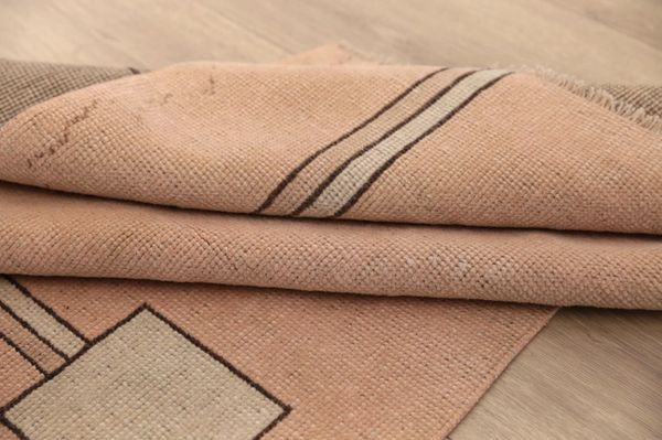 Handmade wool rug, Boho chic rug, Soft color rug, Checks rug, Minimal rug, Vintage turkish rug, Rugs kitchen, Foyer rug, 2.8x4 ft, RK 14168