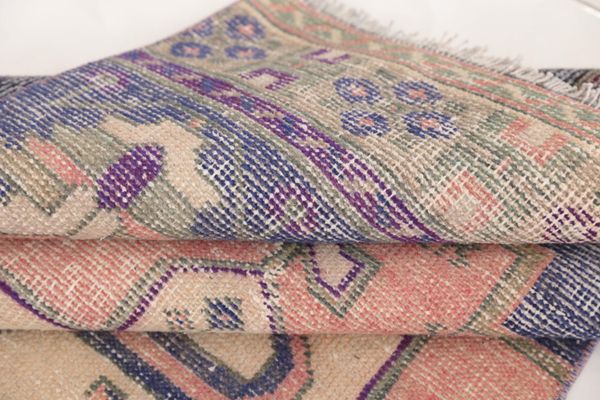 Soft color rug, Turkish handmade rug, Entry rug, Bed side rug, Vintage rug, Oushak runner rug, Kitchen rug, Cozy rug, 3.2x8.4 ft, RK 13420