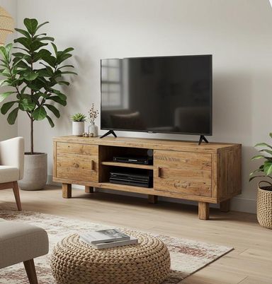 Rustic Tv Stand with Storage, Solid Wood Tv Stand, Reclaimed Wood Tv Stand with Door, Custom Rustic Tv Console Stand, Barn Door Tv Cabinet
