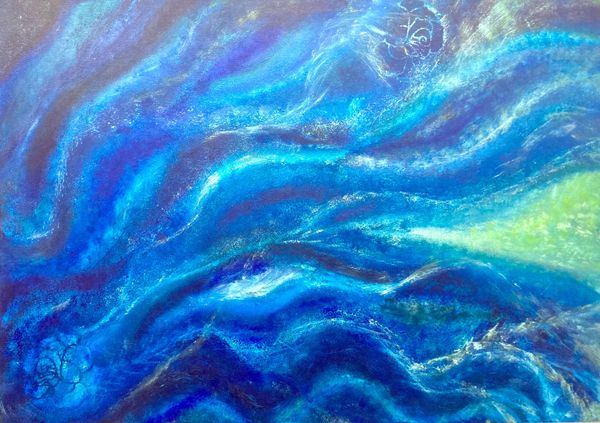 Abstract Art, Ethereal Acrylic Earth Creation Story Painting Wellbeing Space, Healing Room