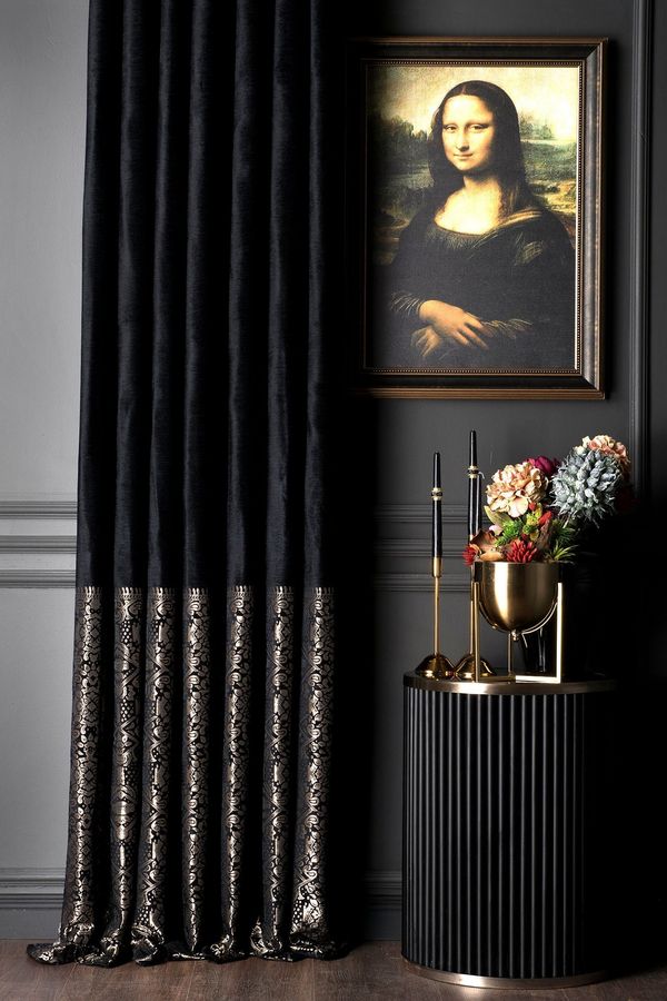 Luxury Black Damask Curtains: Custom Striped Drapes
