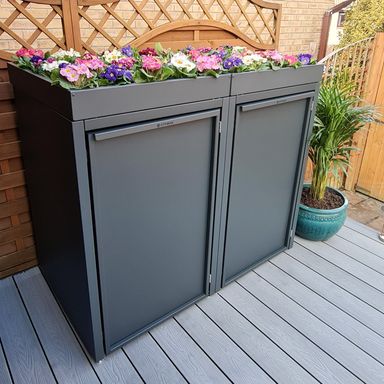 Premium Wheelie Bin Store with Green Roof Planter - 240L - Eden - Pure