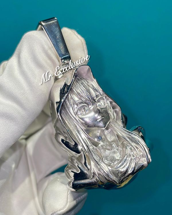 3D Custom Cartoon Face Pendant, Iced out 3D Hip Hop Solid 925 Silver Charm Necklace, Bustdown 3D Cartoon Characters Jewelry, Birthday Gift