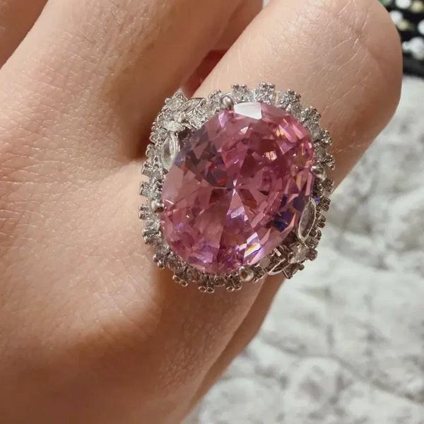 Natural Pink Sapphire Oval Cut Diamond Proposal Ring 14K White Gold 4.00 CT
