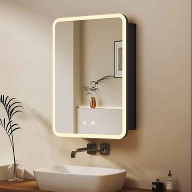 Spiegelschrank Rechteckig Spiegelschrank Schwarz Aluminium Badezimmerspiegelschrank