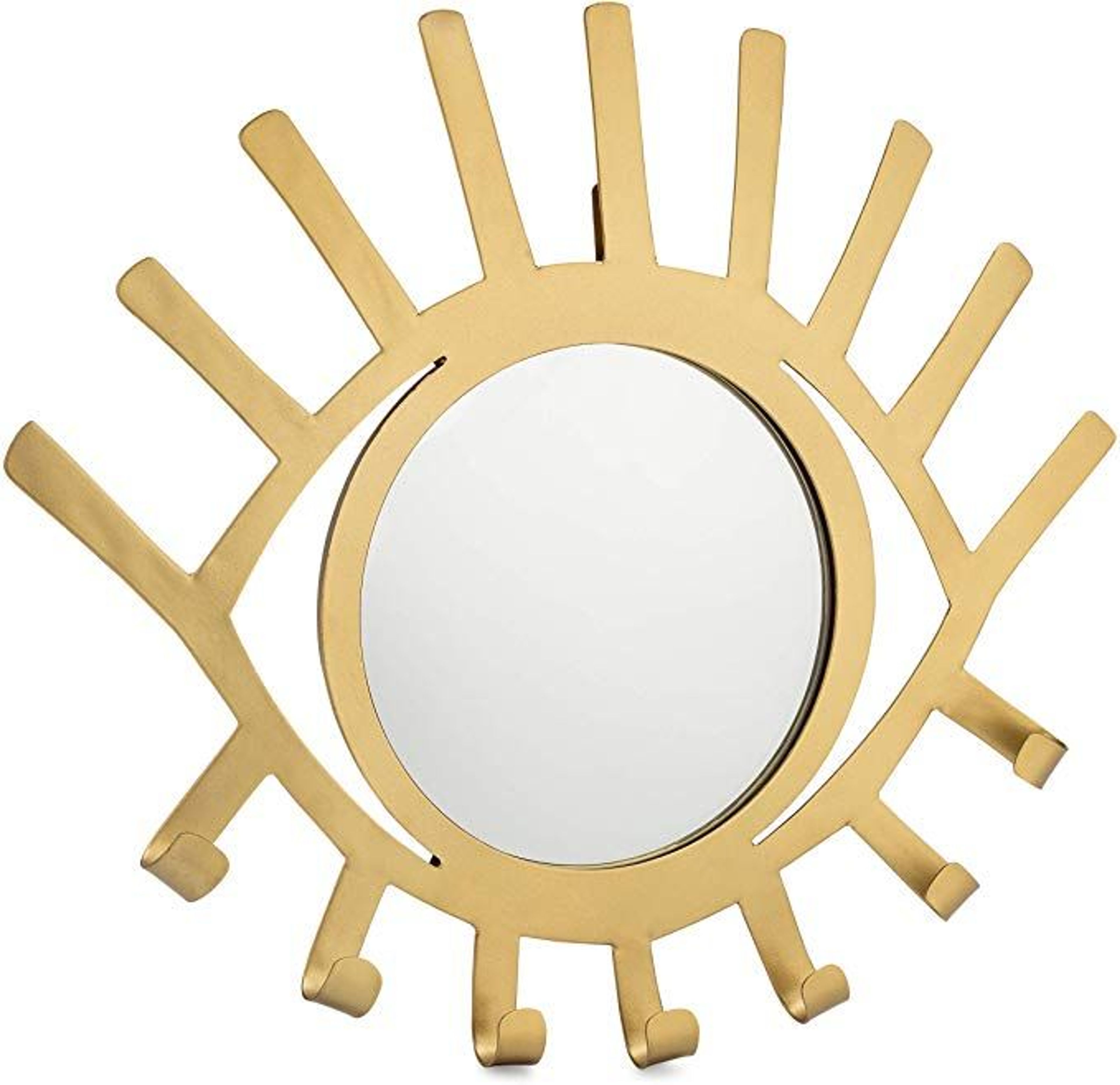 Gold Eye Wall Mirror with Jewelry Holder - Boho Necklace Organizer
