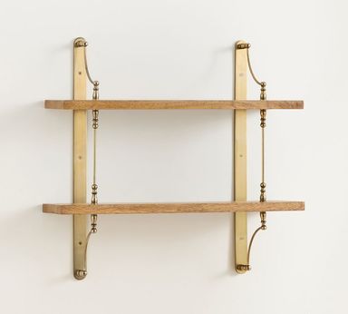 Summerville Two-Tiered Shelf in 2025 | Metal wall shelves, Wall shelf display, Metal bathroom shelf