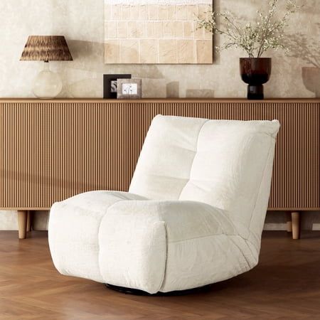 Rearden 35.5  Swivel Glider Manual Recliner Gaming Lounge Chair Pearl White