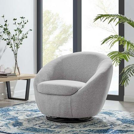 Modway Buttercup Upholstered Fabric Swivel Chair in Black/Light Gray