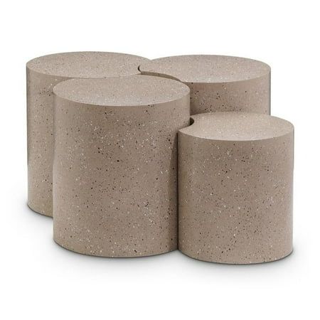 Meridian Furniture Dimple 4 Piece Taupe Terrazzo Pattern Iron Metal Coffee Table