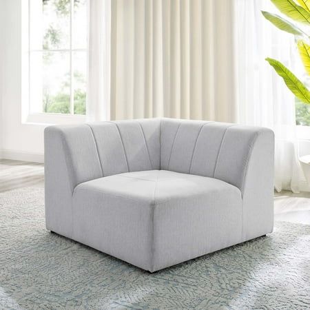 Modway Bartlett Polyester Fabric Upholstered Corner Chair in Ivory