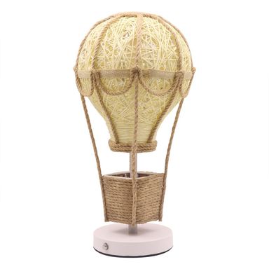Hot Air Balloon Table Lamp, Woven Rattan Lampshade LED Night Light, Bedside Ambient Lighting for Bedroom, Nursery, Living Room Decor