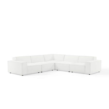 Modway Restore 5-Piece Modern Fabric Upholstered Sectional Sofa in White