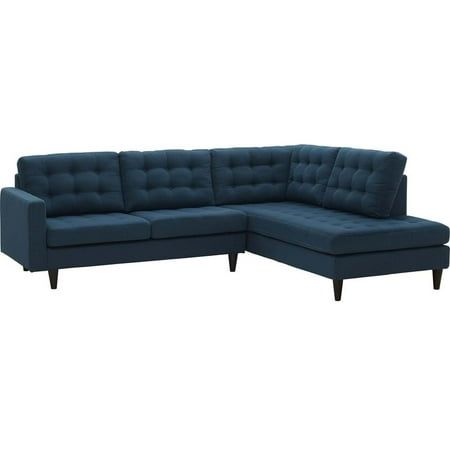 Modway Empress 2-Piece Fabric Upholstered Right-Facing Sectional in Azure