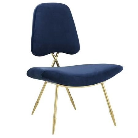 Modway Ponder Velvet Accent Chair in Navy and Gold