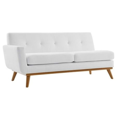 Modway Engage Left-Arm Upholstered Fabric and Wood Loveseat in White
