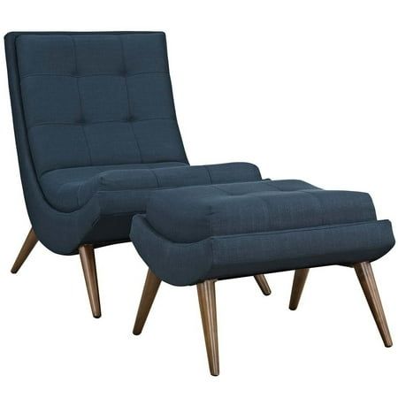 Modway Ramp Upholstered Polyester Fabric Lounge Chair Set in Azure Blue