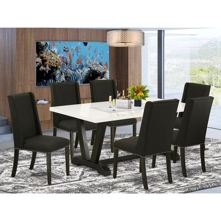 Modern 7-Piece Dining Set - Rectangular Table & 6 Parson Chairs
