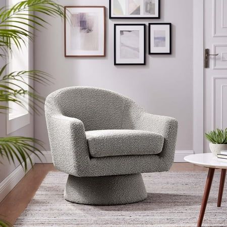 Modway Astral Upholstered Modern Boucle Fabric Swivel Chair in Taupe