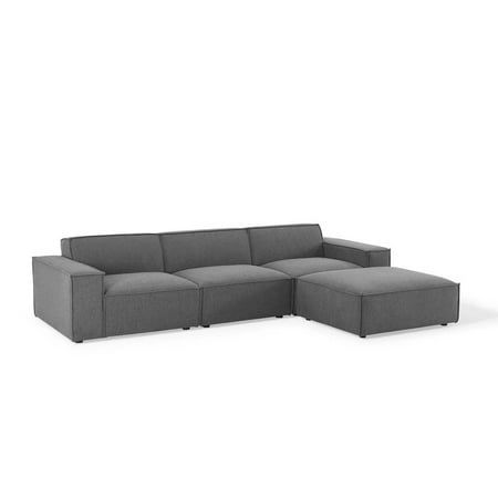 Modway Restore 4-Piece Modern Polyester Fabric Sectional Sofa in Charcoal