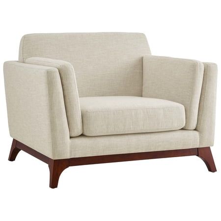 Modway Chance Modern Fabric Upholstered Accent Chair in Beige