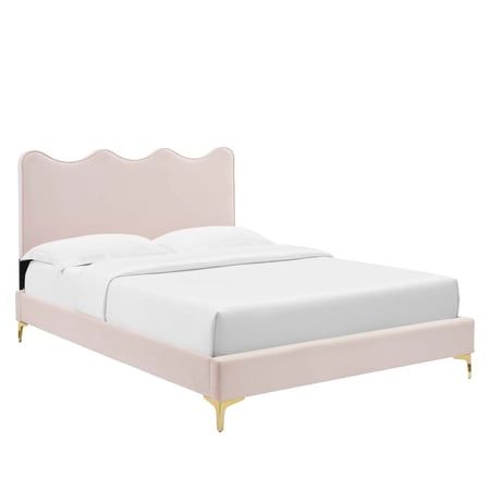 Modway Current Modern Performance Velvet Queen Platform Bed - Pink