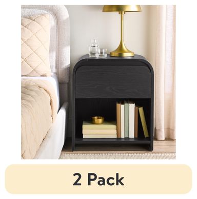 (2 pack) Better Homes & Gardens Juliet Nightstand with USB, Rich Black Finish