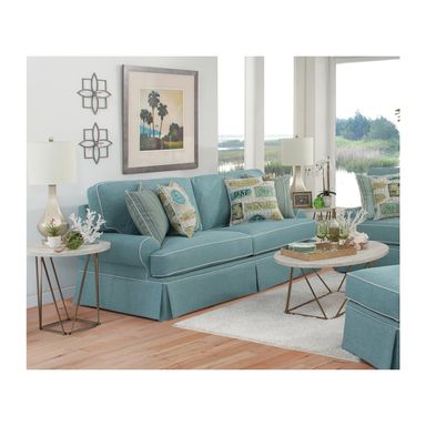American Furniture Classics Model 8-040M-S275A Coastal Aqua Series Sleeper Sofa with Four Accent Pillows