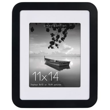 Americanflat Curved Corner Photo Frame With Mat & Shatter-Resistant Glass - 11x14 - Black