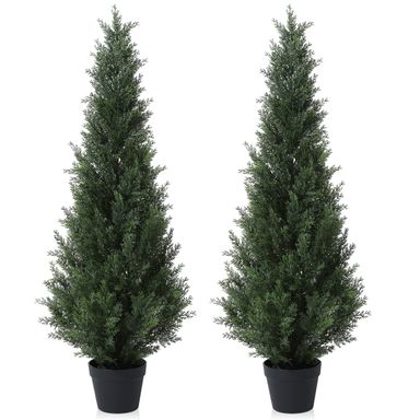 Walmart Black Friday Deals 2025 - DR.Planzen Artificial Cedar Tree 2 Pack, 4 ft Topiary Fake Plants, Realistic Green Outdoor Decoration - Walmart.com