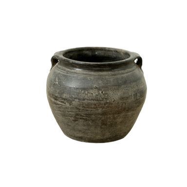 Artissance  7.5"W Small Charcoal/Gray Ceramic Indoor Outdoor Vintage Pottery Jar w/2 Handles (Size & Finish Vary)
